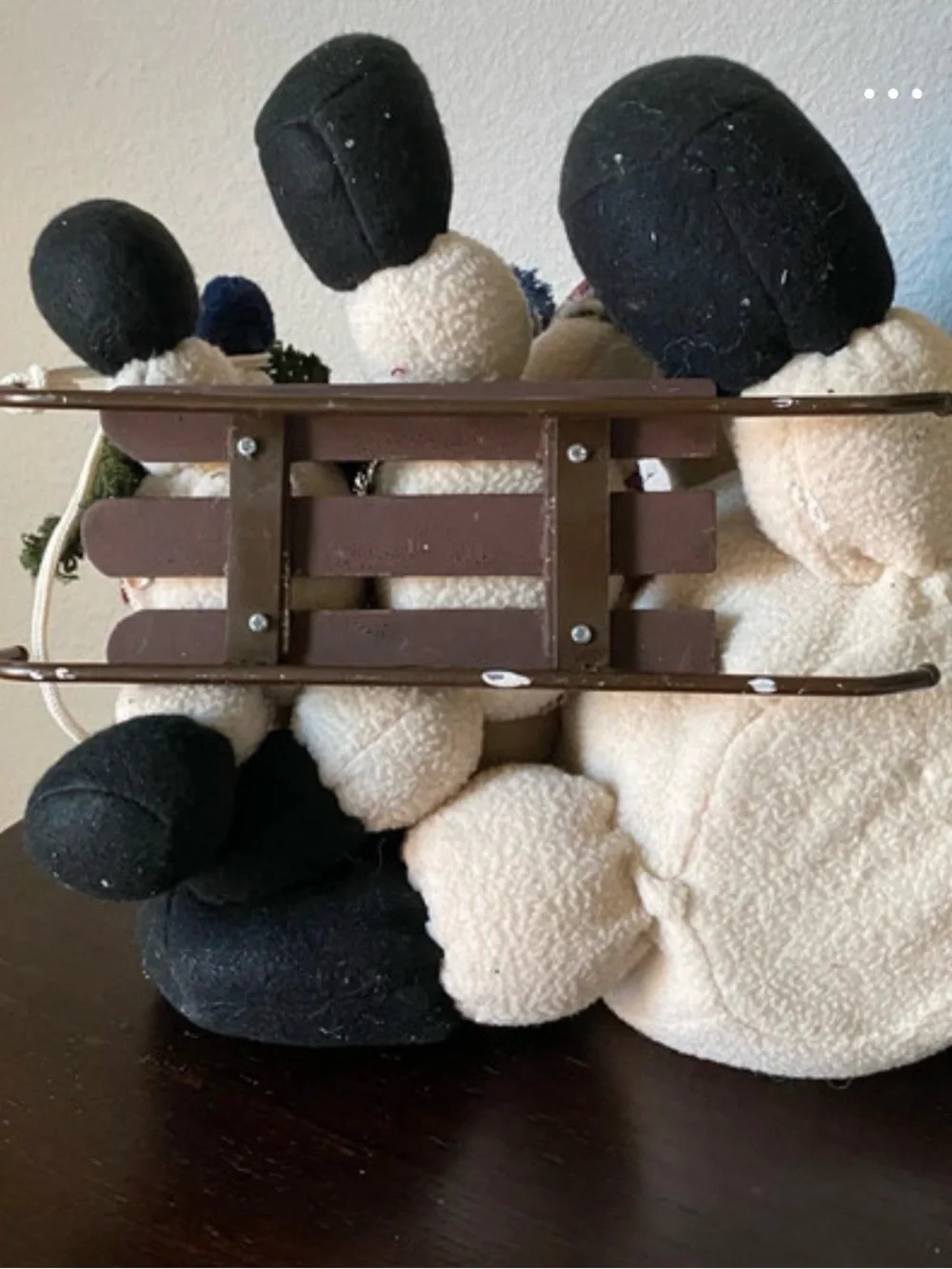 Vintage Plush Snowman & Family on Sleigh